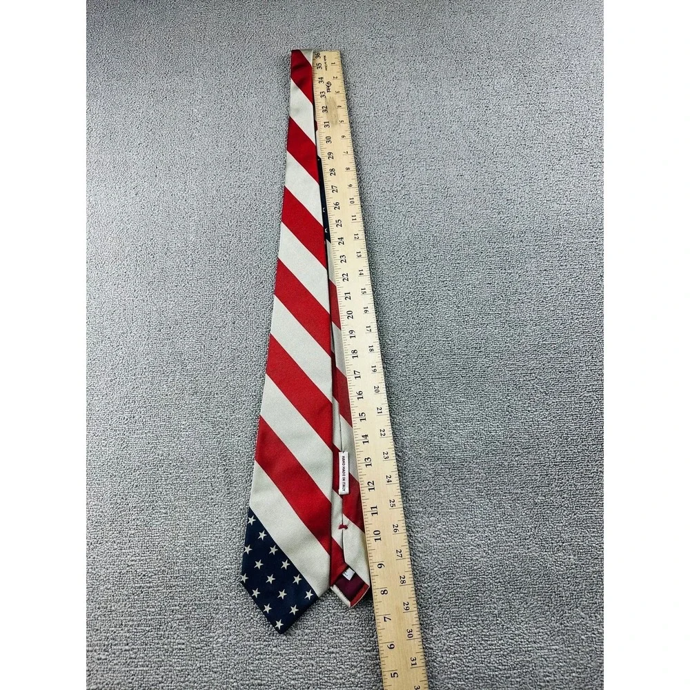 Cantini Necktie Men Multi Color Silk Handmade American Flag Patriotic USA Formal